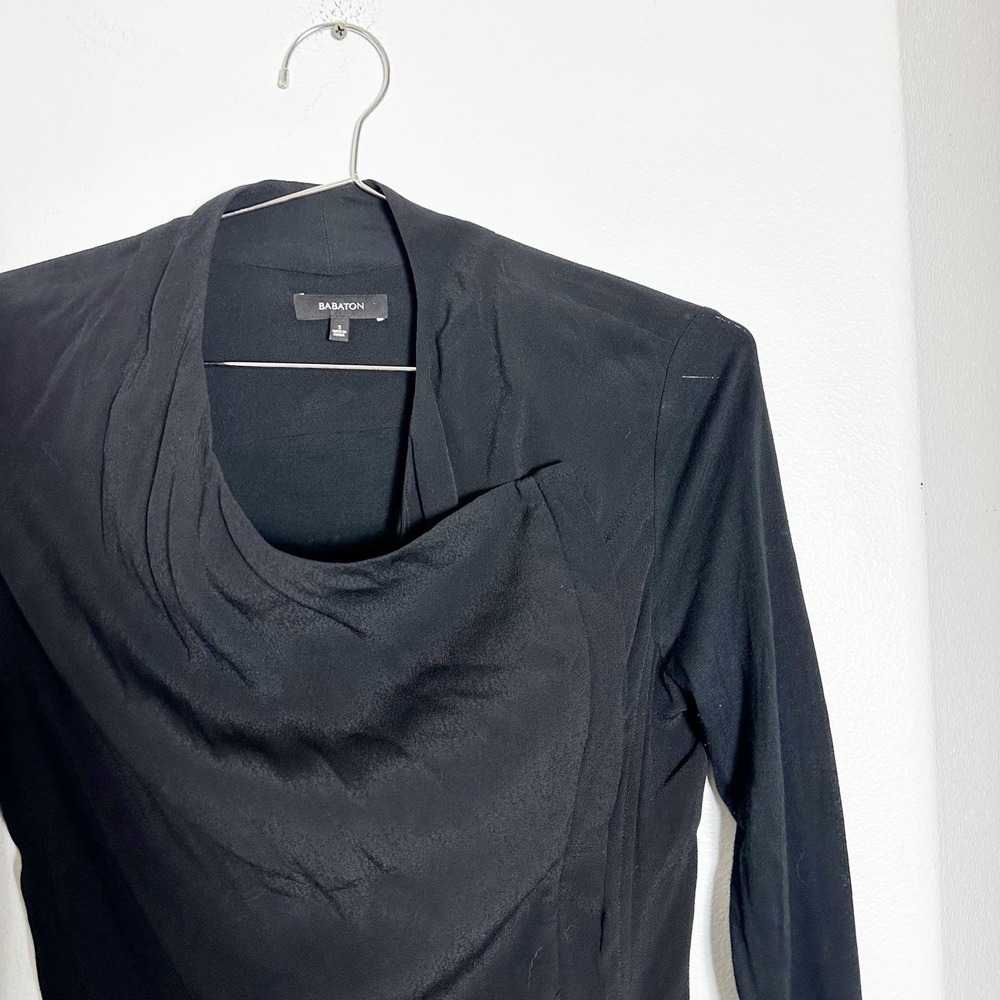 Aritzia Babaton Jacket Womens Size S Black Zip Up Long Sleeve Cowl Neck - Picture 2 of 8